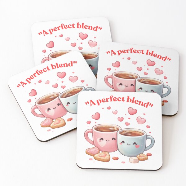 Item preview, A Perfect Blend - Cute Kawaii Coffee Cups Valentine designed and sold by Vive con Fe.
