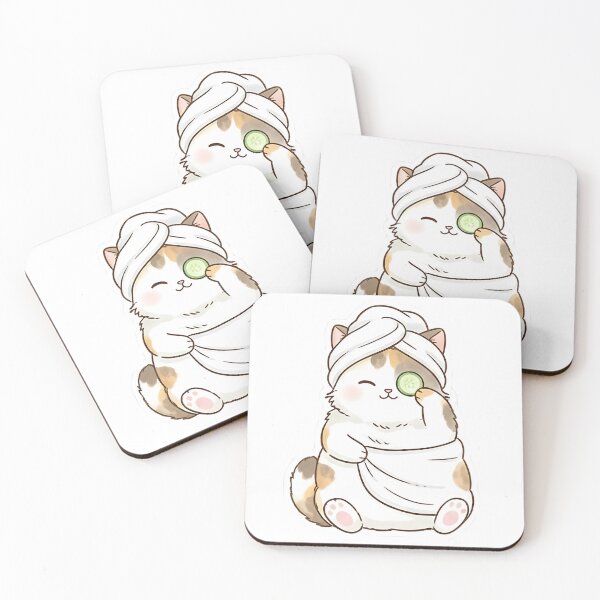 Item preview, Cute Spa Day Calico Cat With Cucumber Slice designed and sold by DigitalAnnaBanana.
