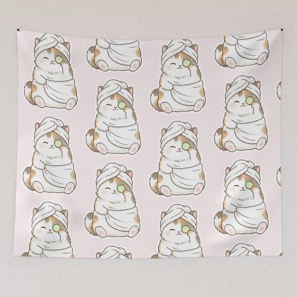 Item preview, Cute Spa Day Calico Cat With Cucumber Slice designed and sold by DigitalAnnaBanana.
