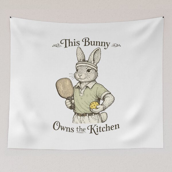 Item preview, This Bunny Owns the Kitchen – Funny Vintage Pickleball Art designed and sold by FamaPod.