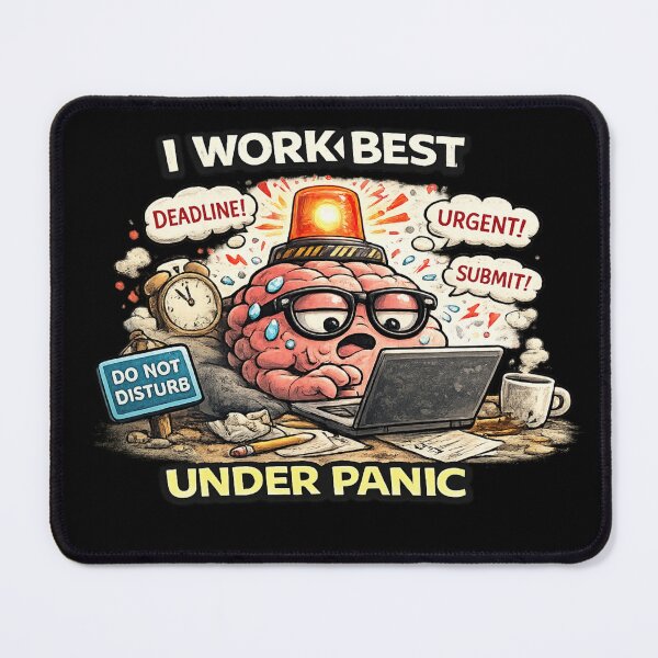 Item preview, I Work Best Under Panic Funny ADHD Deadline Meme designed and sold by FeralMindStudio.
