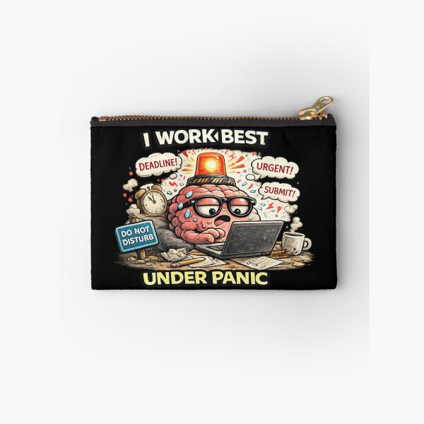 Item preview, I Work Best Under Panic Funny ADHD Deadline Meme designed and sold by FeralMindStudio.