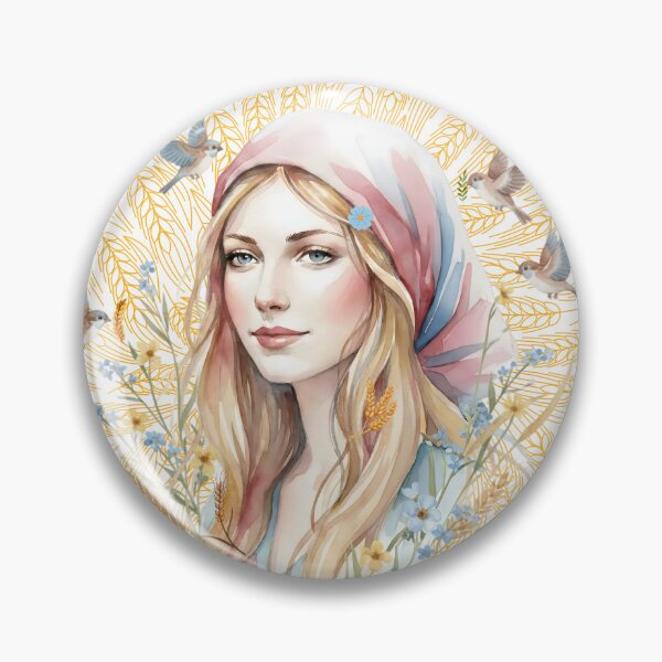 Item preview, Serene Harvest: A Watercolor Portrait of Grace and Nature designed and sold by VibranPalette.