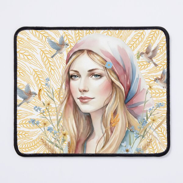 Item preview, Serene Harvest: A Watercolor Portrait of Grace and Nature designed and sold by VibranPalette.