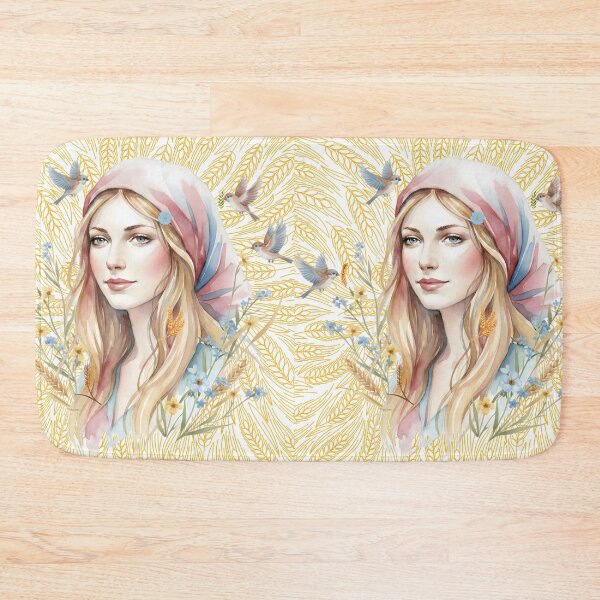 Item preview, Serene Harvest: A Watercolor Portrait of Grace and Nature designed and sold by VibranPalette.
