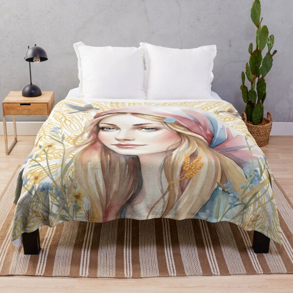 Item preview, Serene Harvest: A Watercolor Portrait of Grace and Nature designed and sold by VibranPalette.