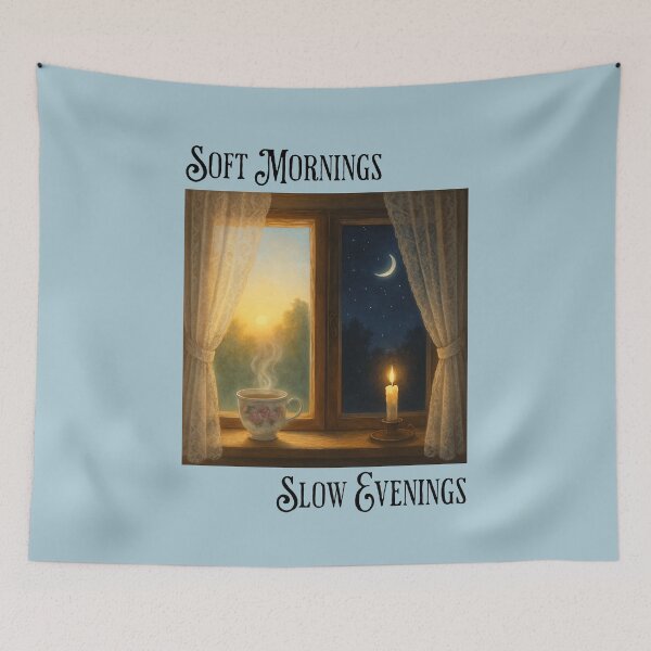 Item preview, Soft Mornings Slow Evenings Cottagecore Aesthetic designed and sold by Sachie's Studio.