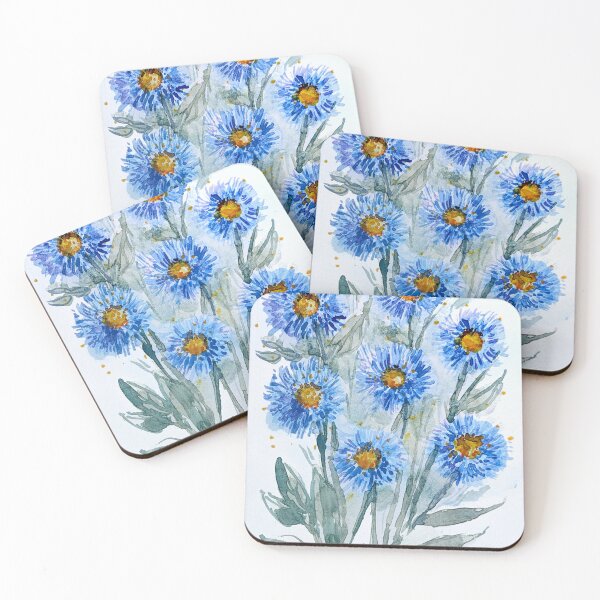 Item preview, Blue Watercolor Flowers designed and sold by Kara Draws.