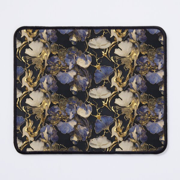 Item preview, Midnight Kintsugi Iris & Ginkgo: Art Nouveau Gold Floral designed and sold by prunusito.