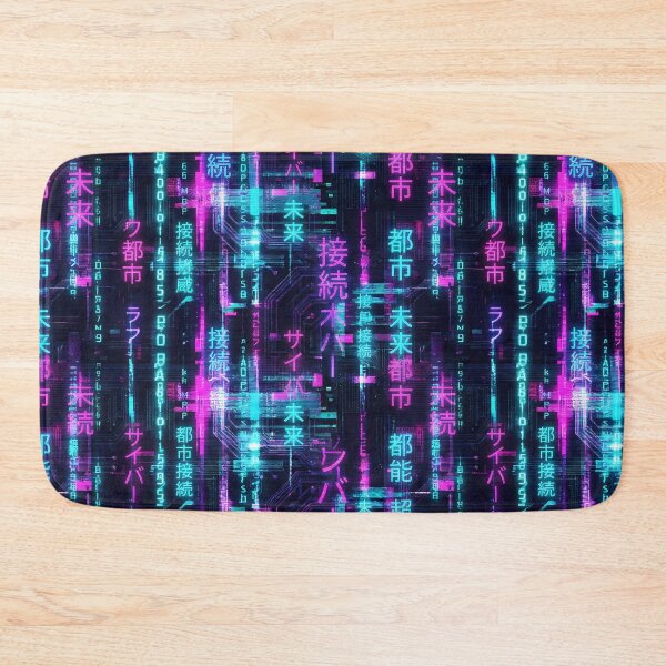 Item preview, Neon Kanji Rain - Cyberpunk Data Pattern designed and sold by Neon Nature Studio.