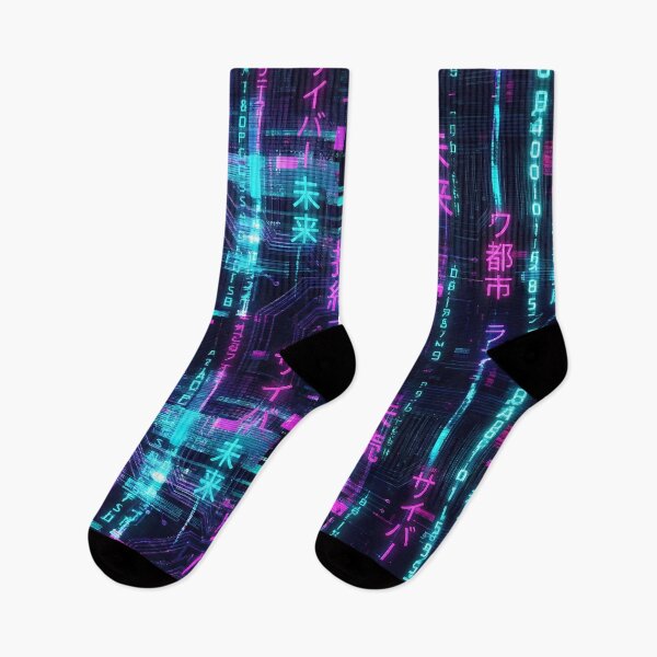 Item preview, Neon Kanji Rain - Cyberpunk Data Pattern designed and sold by Neon Nature Studio.