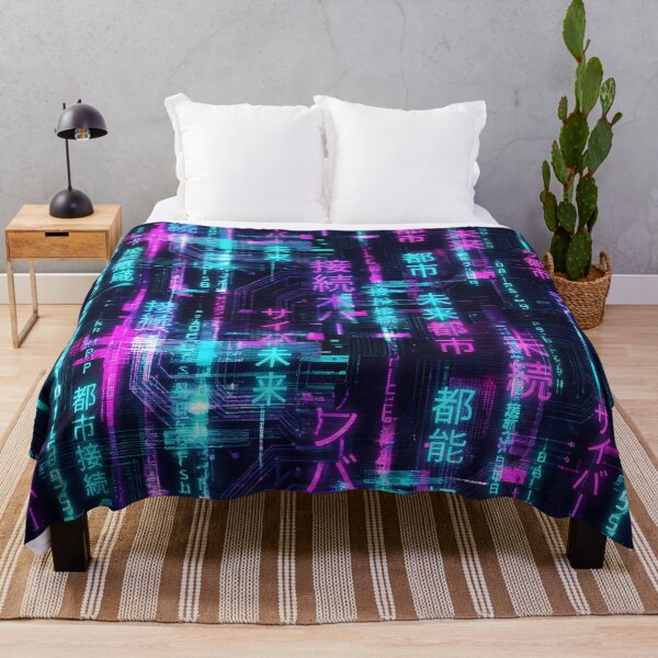 Item preview, Neon Kanji Rain - Cyberpunk Data Pattern designed and sold by Neon Nature Studio.