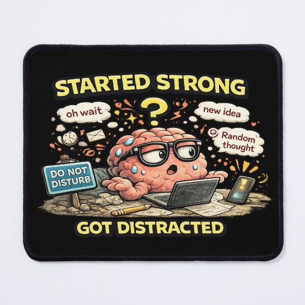 Item preview, Started Strong Got Distracted Funny ADHD Brain Meme designed and sold by FeralMindStudio.