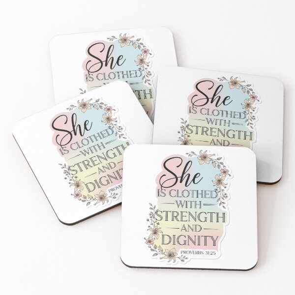 Item preview, Clothed with Strength and Dignity Christian Sticker – Proverbs 31 Feminine Design designed and sold by Illustrated Faith.