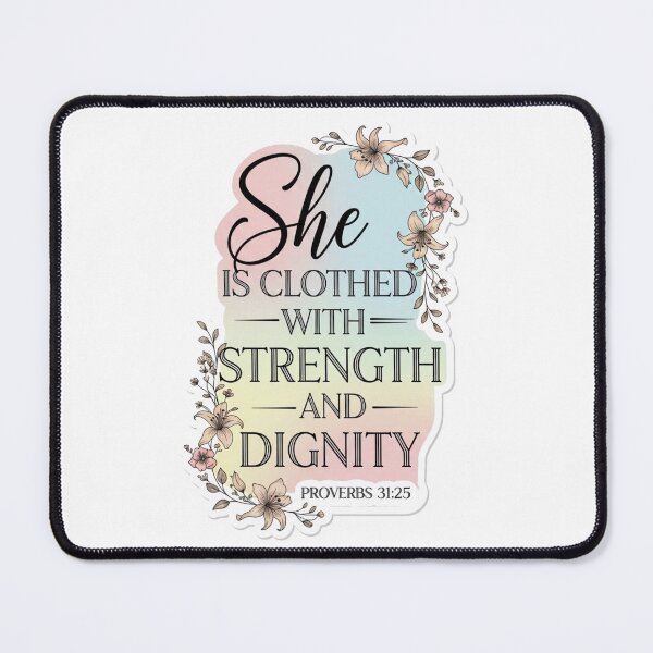 Item preview, Clothed with Strength and Dignity Christian Sticker – Proverbs 31 Feminine Design designed and sold by Illustrated Faith.