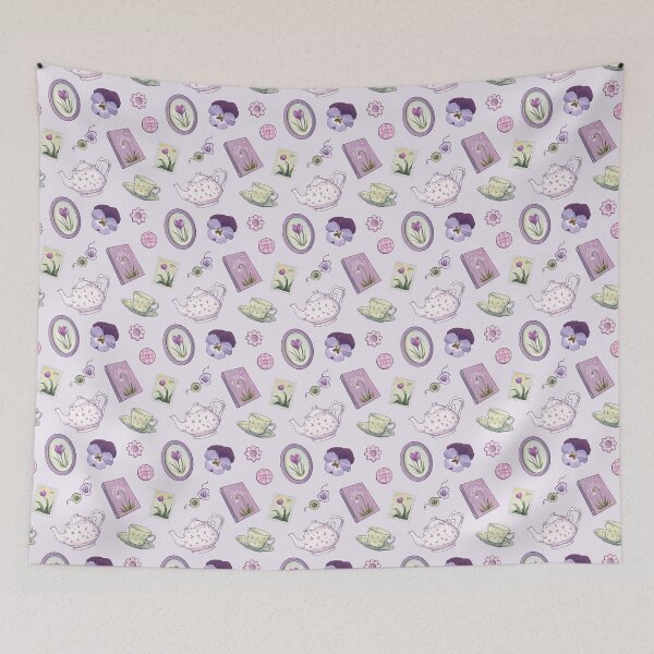 Item preview, Cottagecore Spring Pattern 1 - pale purple designed and sold by Ellen Wilberg.