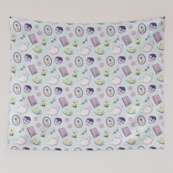Item preview, Cottagecore Spring Pattern 1 - pale blue designed and sold by Ellen Wilberg.