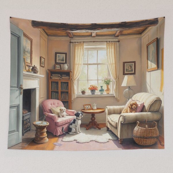 Item preview, Peaceful Afternoon with Dogs Cottagecore designed and sold by Sachie's Studio.
