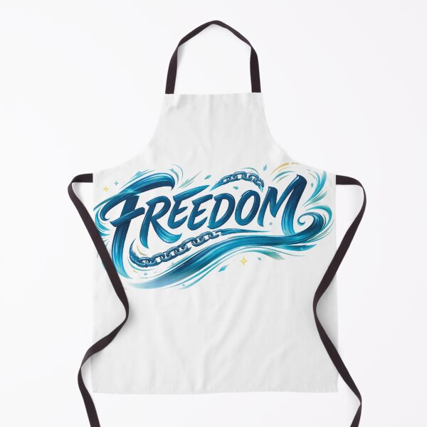 Item preview, FREEDOM Typography Art – Blue Calligraphy with Broken Chains and Motion Swirl designed and sold by Gold Turtle  Lina.