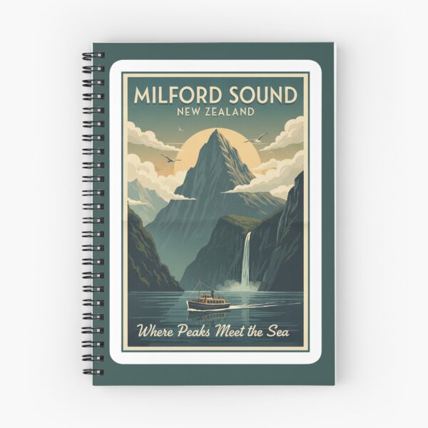 Item preview, Póster de viaje vintage de Milford Sound – Arte mural retro de Nueva Zelanda – Impresión de naturaleza del Parque Nacional Fiordland designed and sold by Eclipse 3699.