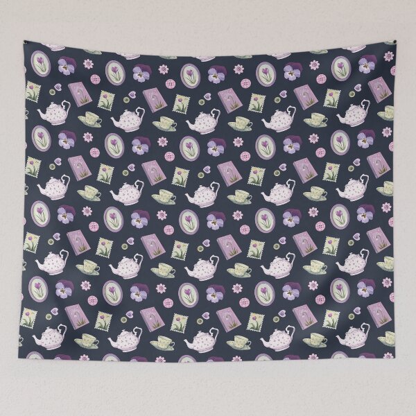 Item preview, Cottagecore Spring Pattern 1 - navy designed and sold by Ellen Wilberg.
