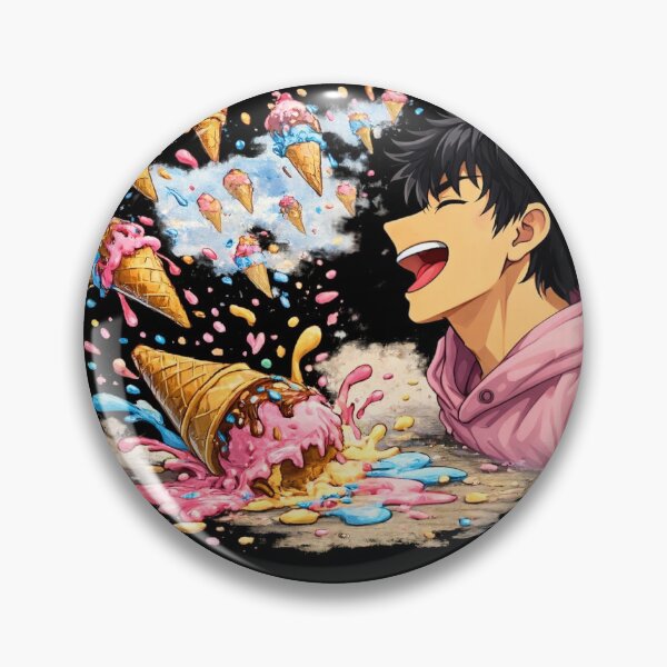 Item preview, Colorful Ice Cream Explosion - Anime Character Screaming with Flying Cones designed and sold by ARTGENERATESART.