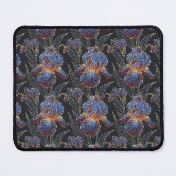 Item preview, Bio-Digital Baroque Iris – Gold Wireframe & Midnight Blue designed and sold by prunusito.