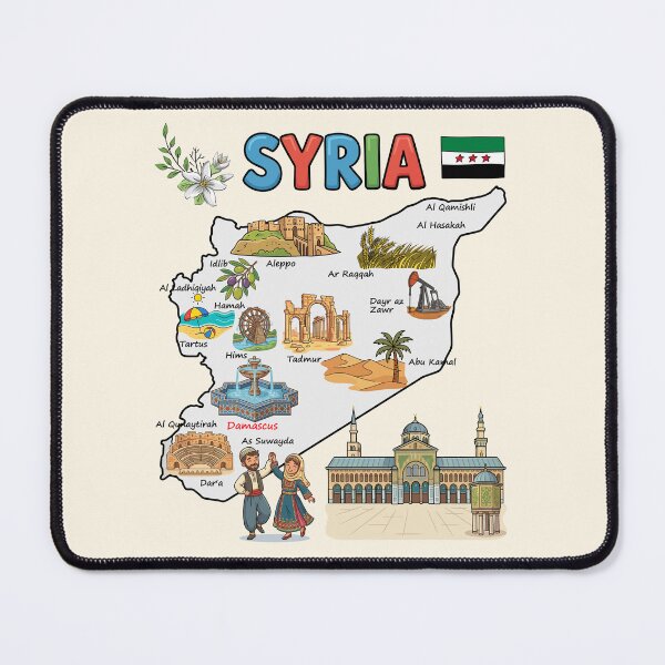 Item preview, Syria Map Art - Cultural Landmarks & Heritage Illustrated Guide designed and sold by mashmosh.