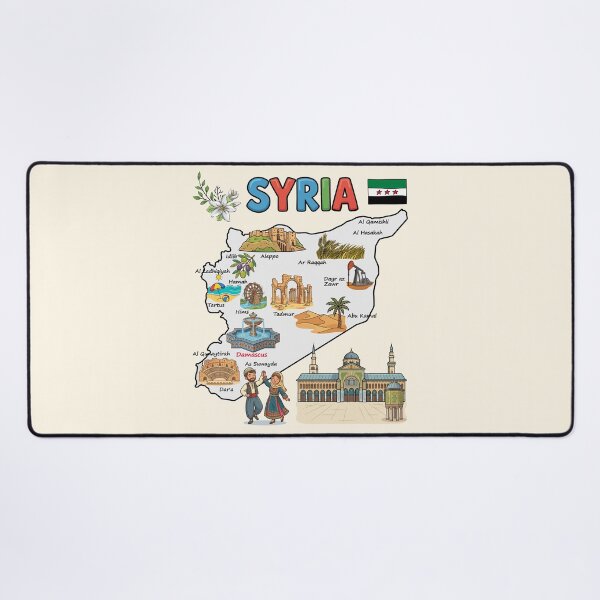 Item preview, Syria Map Art - Cultural Landmarks & Heritage Illustrated Guide designed and sold by mashmosh.