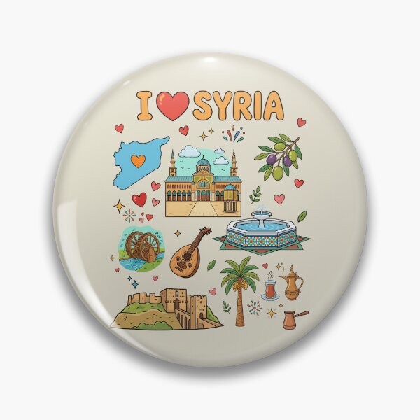 Item preview, I Love Syria - Illustrated Heritage Map & Cultural Symbols Art designed and sold by mashmosh.