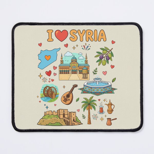 Item preview, I Love Syria - Illustrated Heritage Map & Cultural Symbols Art designed and sold by mashmosh.