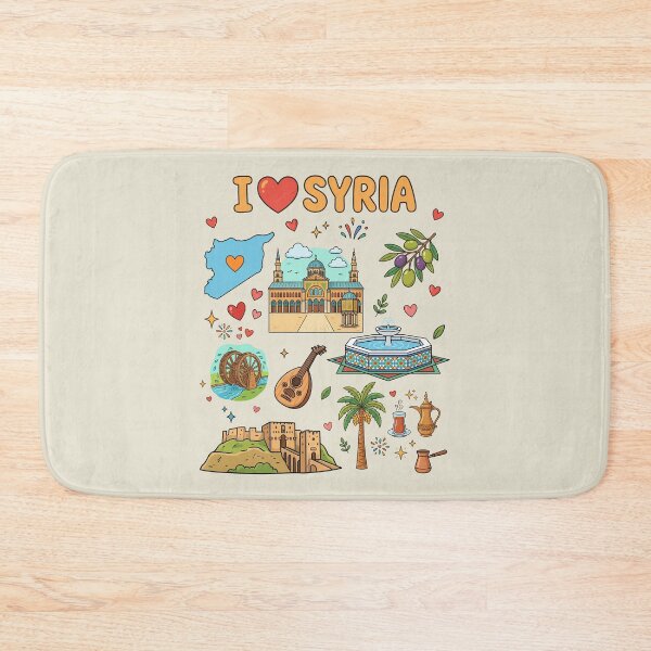 Item preview, I Love Syria - Illustrated Heritage Map & Cultural Symbols Art designed and sold by mashmosh.