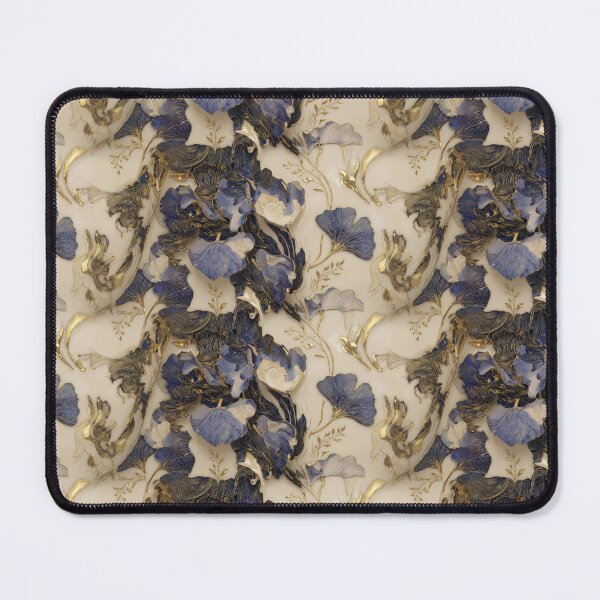 Item preview, Royal Blue & Gold Kintsugi Iris: Art Nouveau Gingko designed and sold by prunusito.