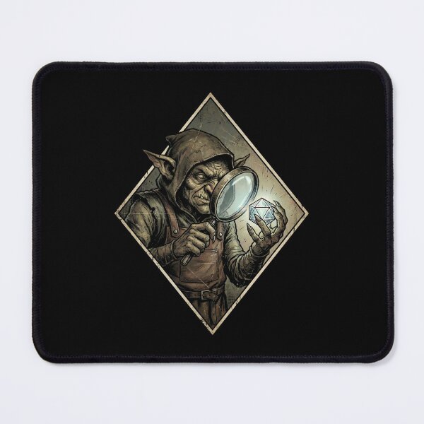 Item preview, Goblin Appraiser Inspecting D20 Gem RPG Art designed and sold by Fenay Designs.