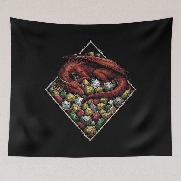 Item preview, Red Dragon Sleeping On Dice Hoard Fantasy Art designed and sold by Fenay Designs.