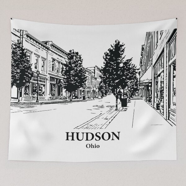 Item preview, Hudson OH - Ink Cityscape Illustration designed and sold by Lakeric Cityscapes.