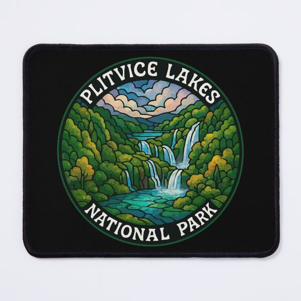 Item preview, Plitvice Lakes National Park Stained Glass Art Travel designed and sold by TomFrontierArt.