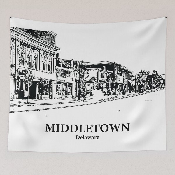 Item preview, Middletown DE - Ink Cityscape Illustration designed and sold by Lakeric Cityscapes.
