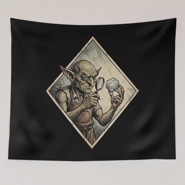 Item preview, Vintage Style Goblin Jeweler Inspecting Die Graphic designed and sold by Fenay Designs.