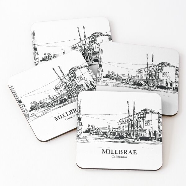 Item preview, Millbrae CA - Ink Cityscape Illustration designed and sold by Lakeric Cityscapes.