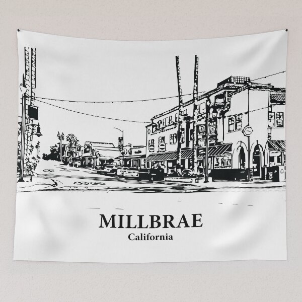 Item preview, Millbrae CA - Ink Cityscape Illustration designed and sold by Lakeric Cityscapes.
