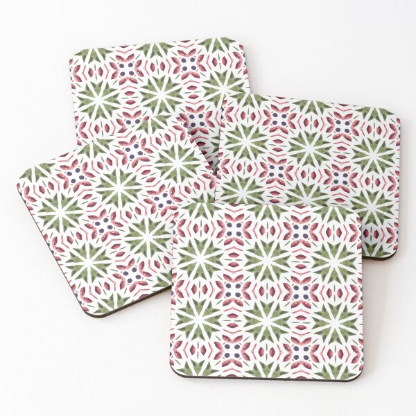 Item preview, Seamless watercolor mediterranean tile pattern with red green geometric motifs designed and sold by SvitlanaSolo.