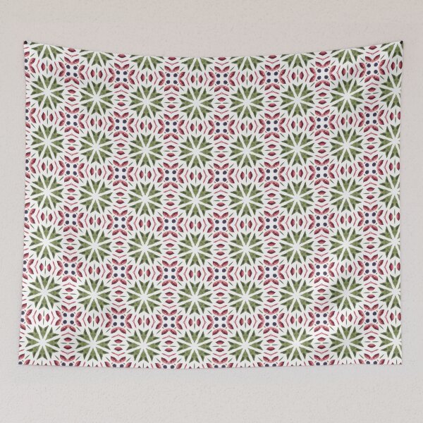 Item preview, Seamless watercolor mediterranean tile pattern with red green geometric motifs designed and sold by SvitlanaSolo.