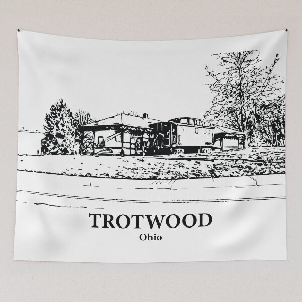Item preview, Trotwood OH - Ink Cityscape Illustration designed and sold by Lakeric Cityscapes.