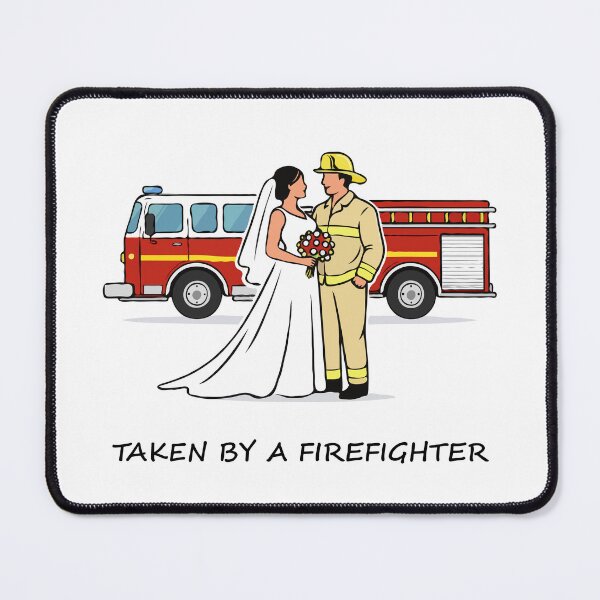 Item preview, Taken by a Firefighter Wedding Illustration – Firefighter Wife & Bride Fire Truck Romance Design designed and sold by BrainBubbleArt.