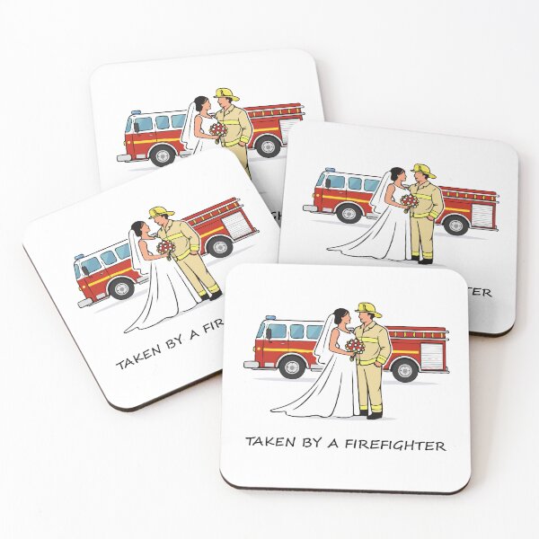 Item preview, Taken by a Firefighter Wedding Illustration – Firefighter Wife & Bride Fire Truck Romance Design designed and sold by BrainBubbleArt.