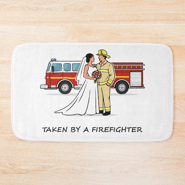 Item preview, Taken by a Firefighter Wedding Illustration – Firefighter Wife & Bride Fire Truck Romance Design designed and sold by BrainBubbleArt.