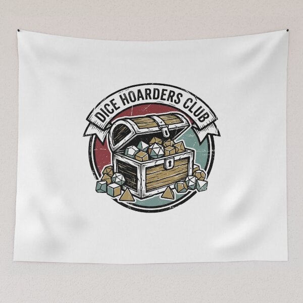 Item preview, Dice Hoarders Club Overflowing Chest Badge Design designed and sold by Fenay Designs.