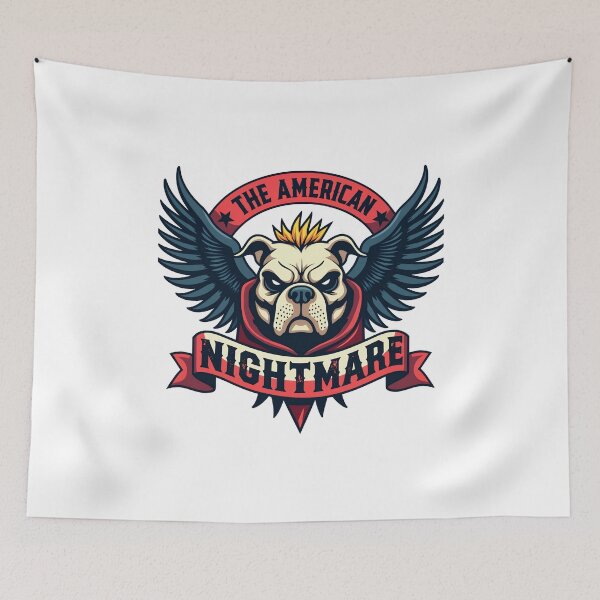 Item preview, The American Nightmare Bulldog - Grumpy Wrestling Mascot Logo Parody designed and sold by The Grumpy Pet Club.