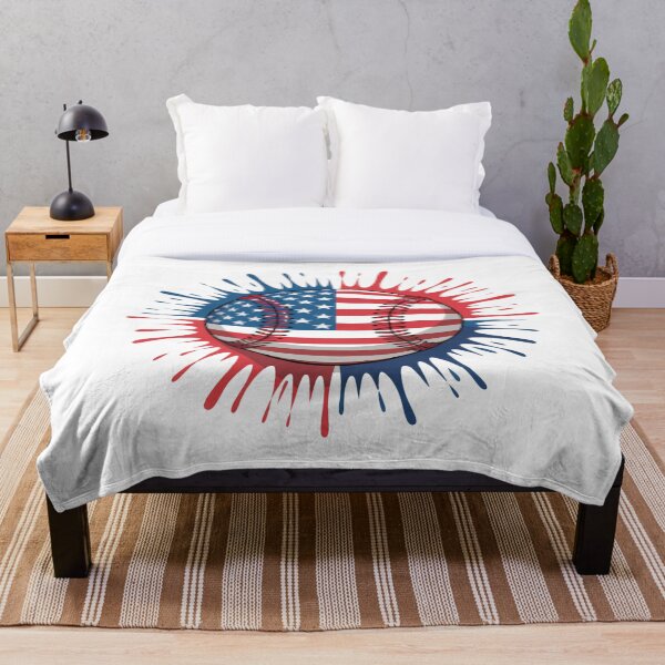 Aperçu de l'œuvre Éclaboussures de drapeau américain de baseball créée et vendue par Comforts of Home, LLC.